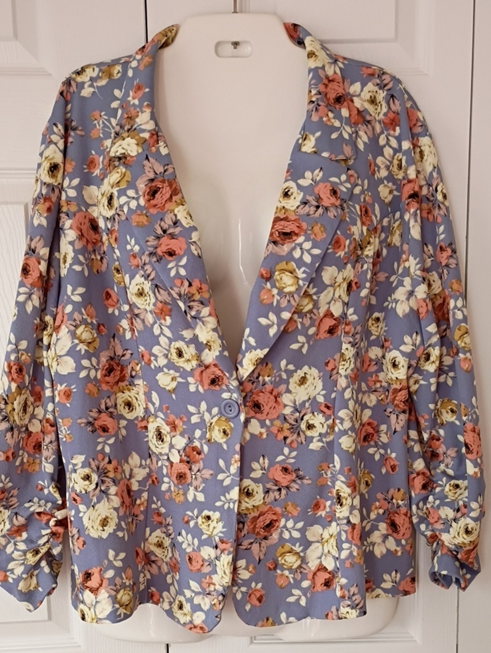 Caren Sport Lavender Floral Blazer with Cream & Rose Accents
